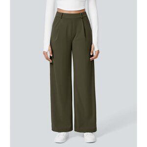 Olive Green Wide-Leg Women's Pants